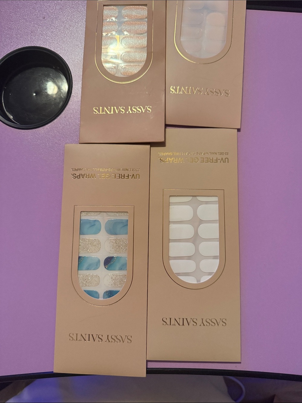 Sassy Saints Full-Cover Press-On Nails - Blue & White Sets